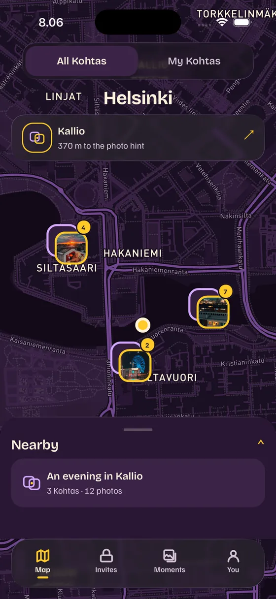 Kohta's map view around Kurvi